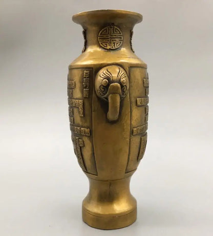 China brass archaize Shou word vase crafts statue