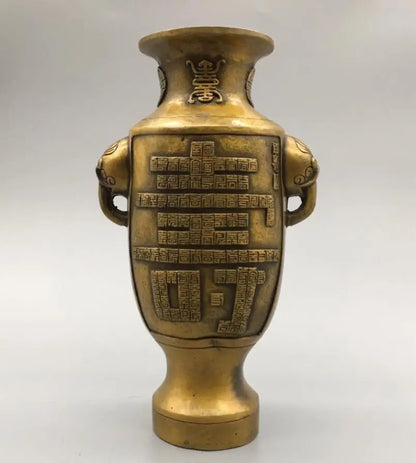 China brass archaize Shou word vase crafts statue