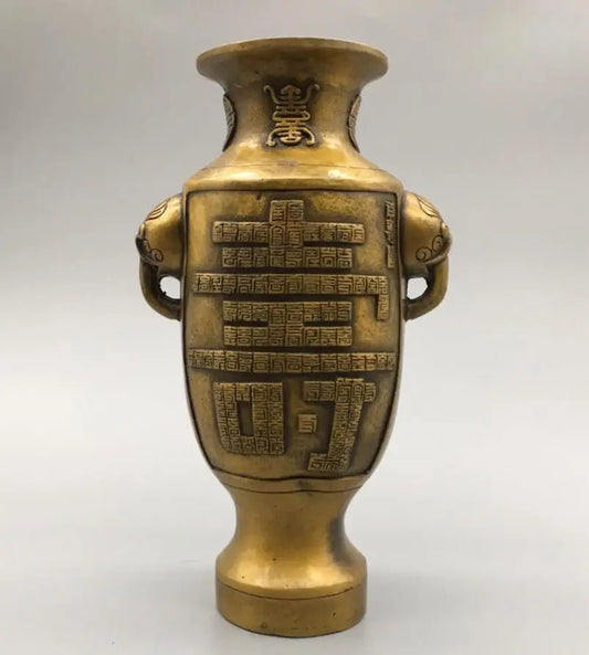 China brass archaize Shou word vase crafts statue