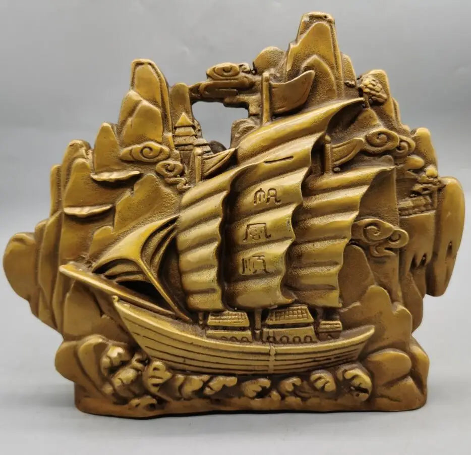 China brass archaize Smooth sailing crafts statue