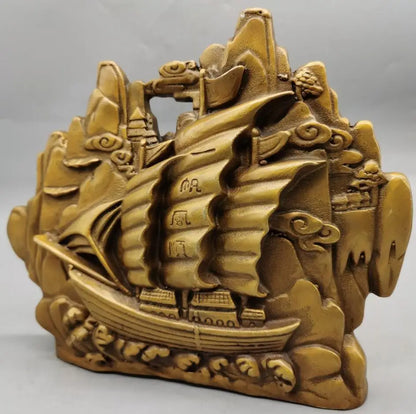 China brass archaize Smooth sailing crafts statue