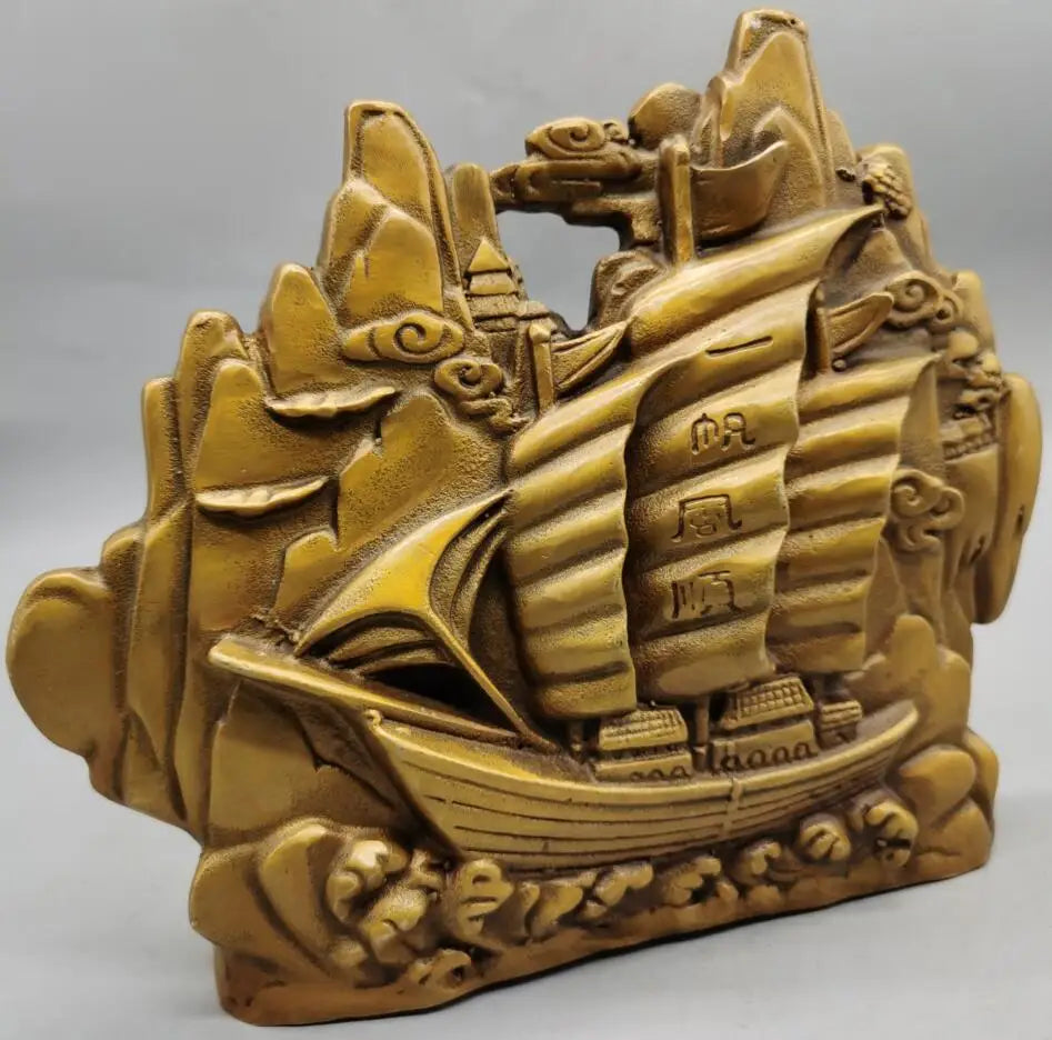 China brass archaize Smooth sailing crafts statue