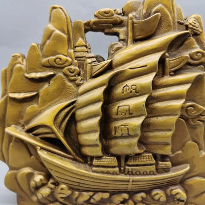 China brass archaize Smooth sailing crafts statue