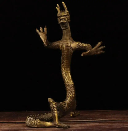 China brass archaize Stand dragon crafts statue