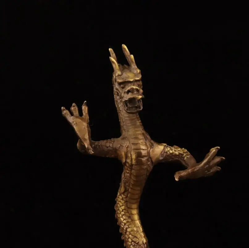 China brass archaize Stand dragon crafts statue