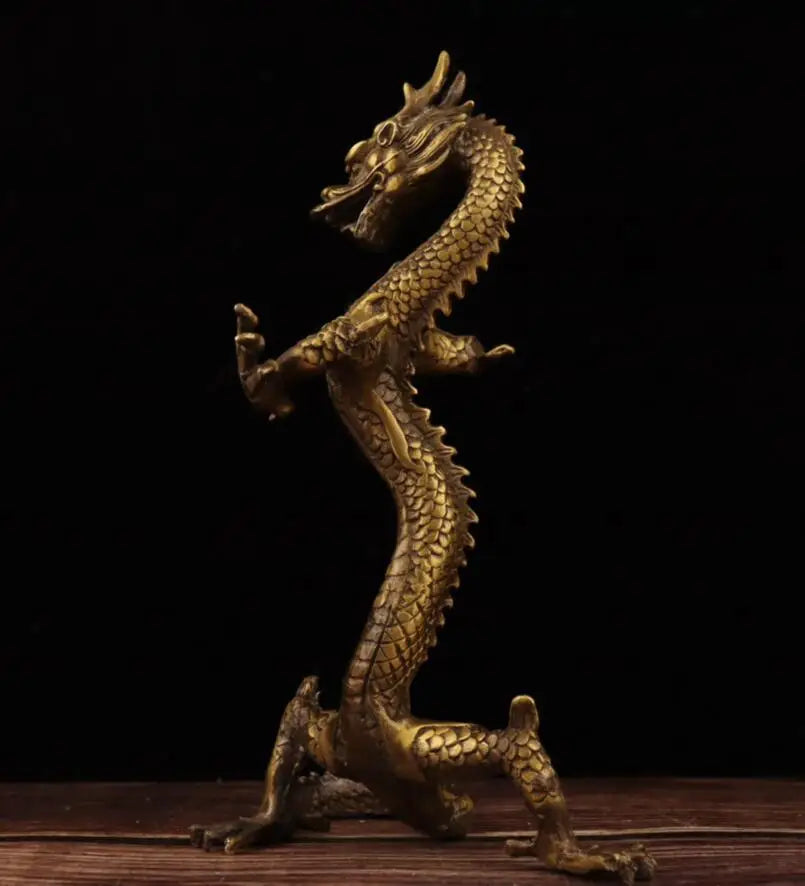 China brass archaize Stand dragon crafts statue