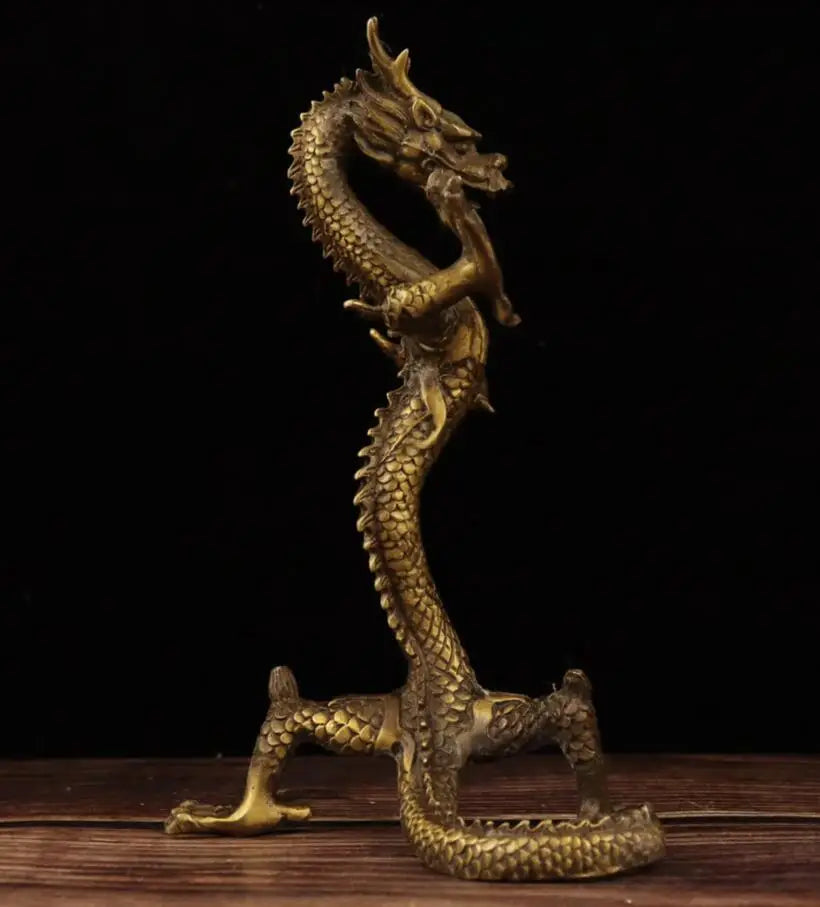 China brass archaize Stand dragon crafts statue