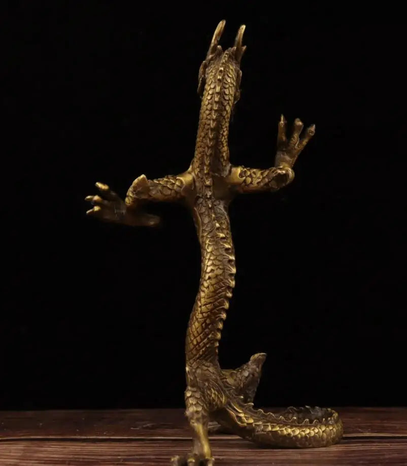 China brass archaize Stand dragon crafts statue