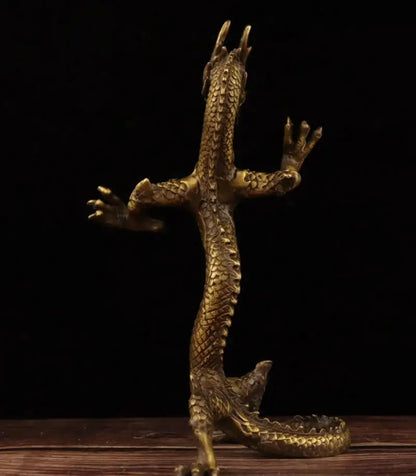 China brass archaize Stand dragon crafts statue