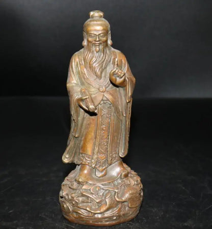 China brass archaize Taoist founder Lao tze crafts statue