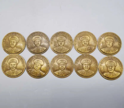 China brass archaize Ten marshals Commemorative badge crafts statue A set