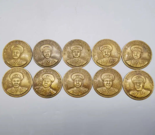 China brass archaize Ten marshals Commemorative badge crafts statue A set