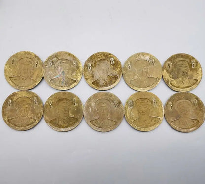 China brass archaize Ten marshals Commemorative badge crafts statue A set