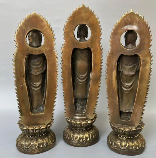 China brass archaize Three Saints Buddha crafts statue A set
