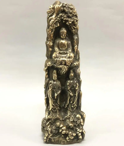 China brass archaize Three Saints Buddha crafts statue