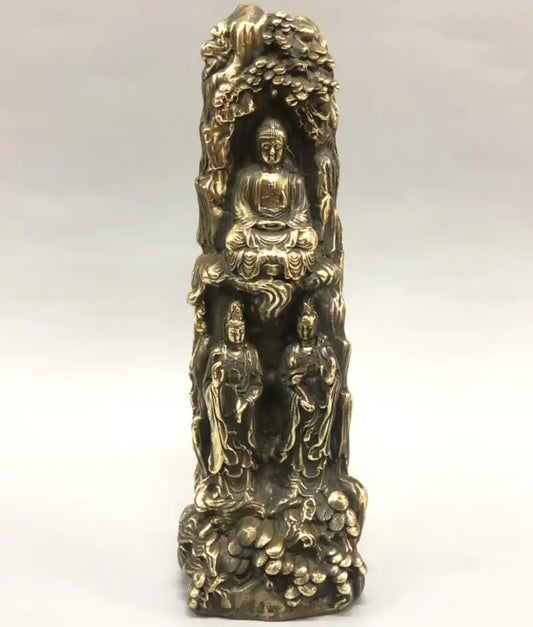 China brass archaize Three Saints Buddha crafts statue