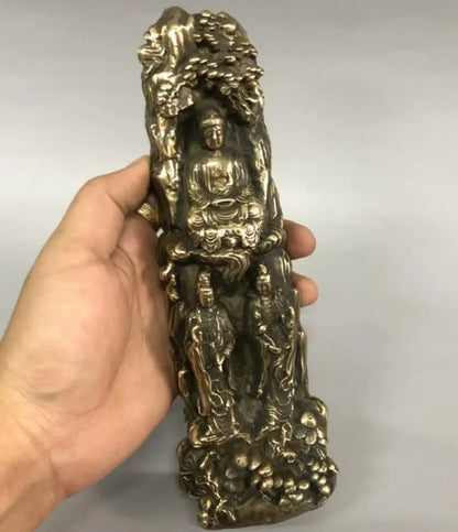 China brass archaize Three Saints Buddha crafts statue