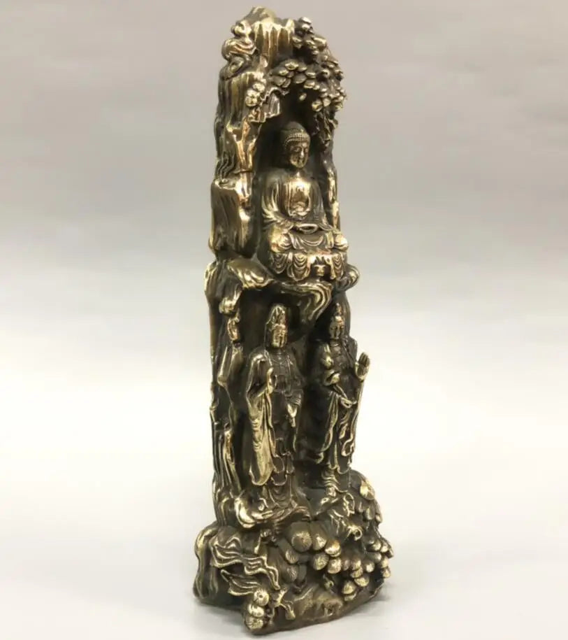 China brass archaize Three Saints Buddha crafts statue