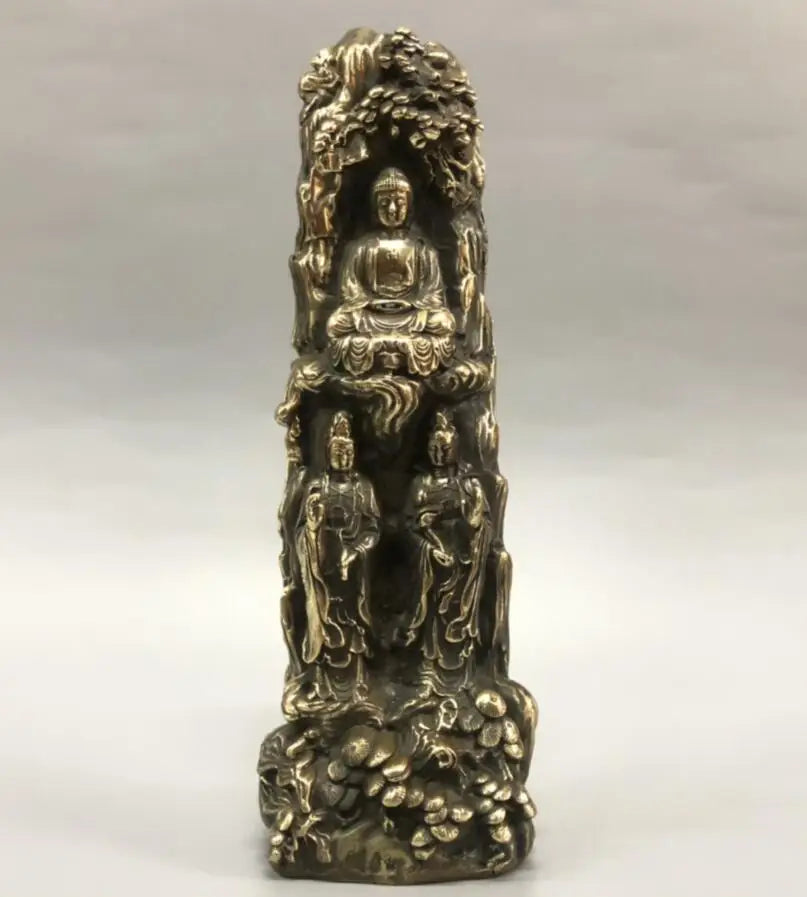 China brass archaize Three Saints Buddha crafts statue