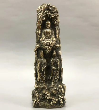 China brass archaize Three Saints Buddha crafts statue