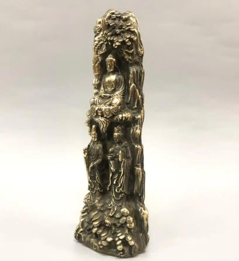 China brass archaize Three Saints Buddha crafts statue