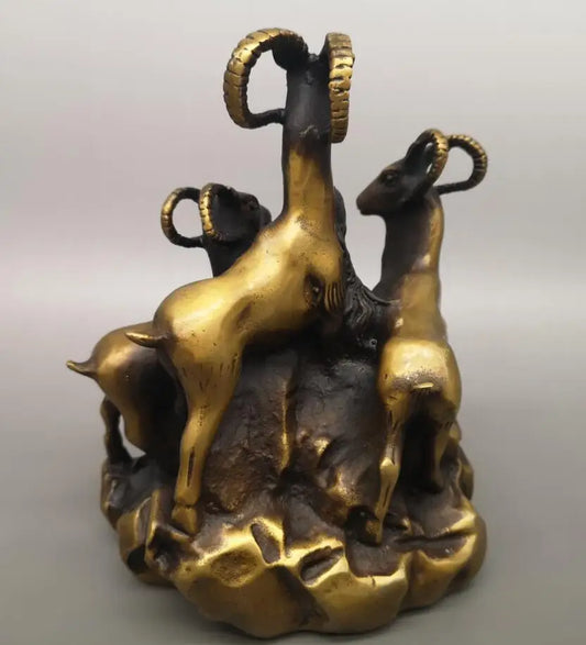 China brass archaize Three sheep Kaitai crafts statue
