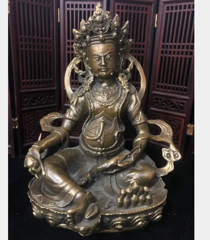 China brass archaize Tibetan God of Wealth Buddha crafts statue