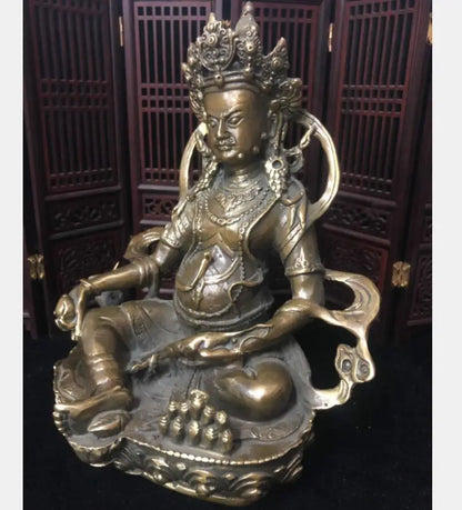 China brass archaize Tibetan God of Wealth Buddha crafts statue