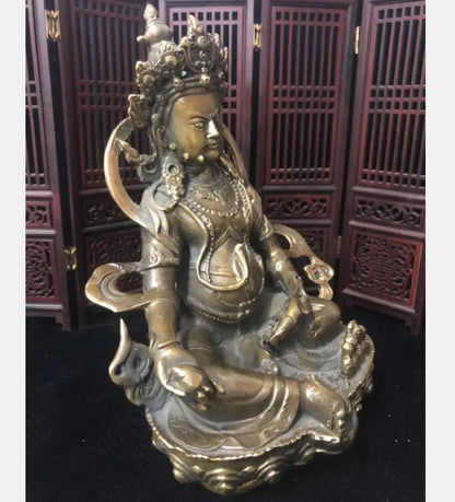 China brass archaize Tibetan God of Wealth Buddha crafts statue