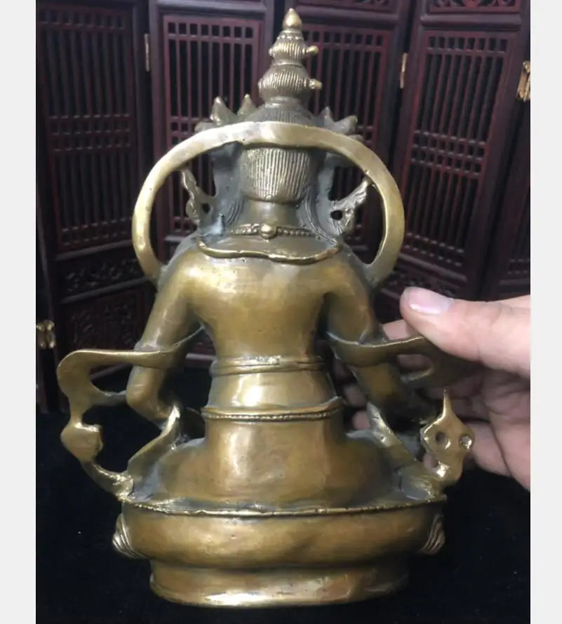 China brass archaize Tibetan God of Wealth Buddha crafts statue