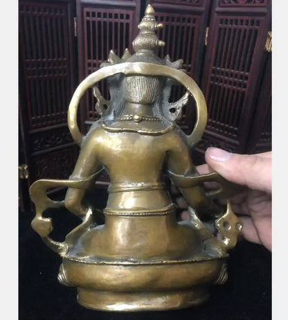 China brass archaize Tibetan God of Wealth Buddha crafts statue