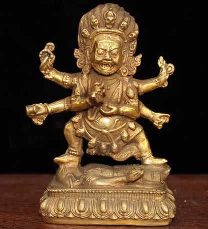 China brass archaize Tibetan four arm Buddha crafts statue