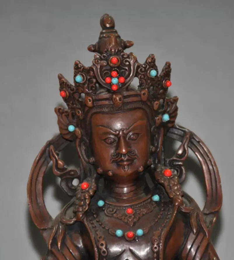 China brass archaize Tibetan god of wealth Buddha crafts statue