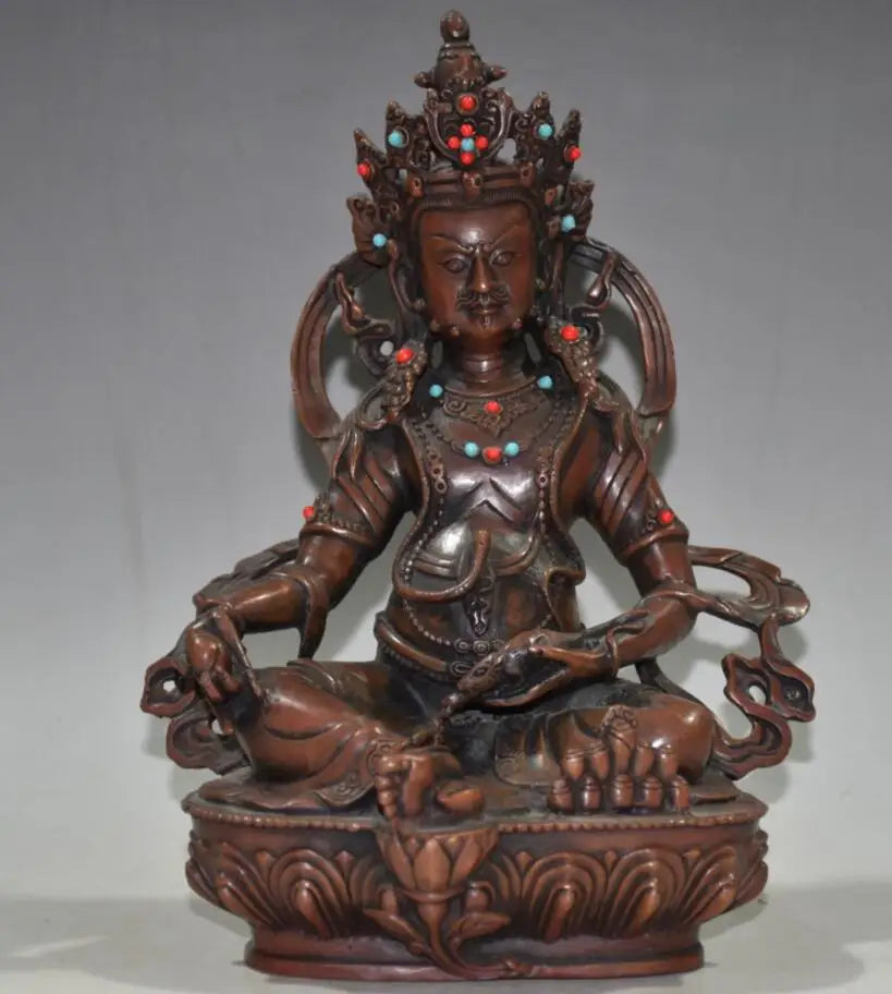 China brass archaize Tibetan god of wealth Buddha crafts statue