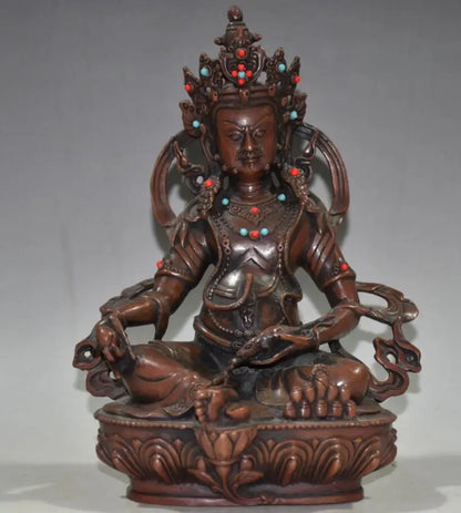 China brass archaize Tibetan god of wealth Buddha crafts statue