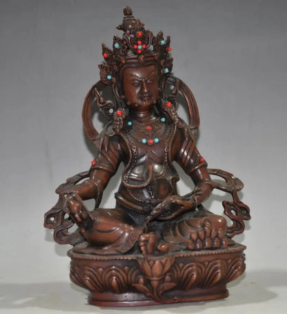 China brass archaize Tibetan god of wealth Buddha crafts statue