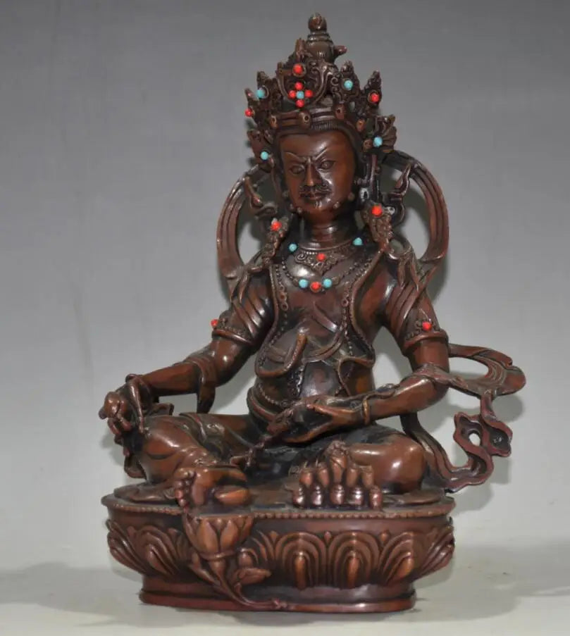 China brass archaize Tibetan god of wealth Buddha crafts statue