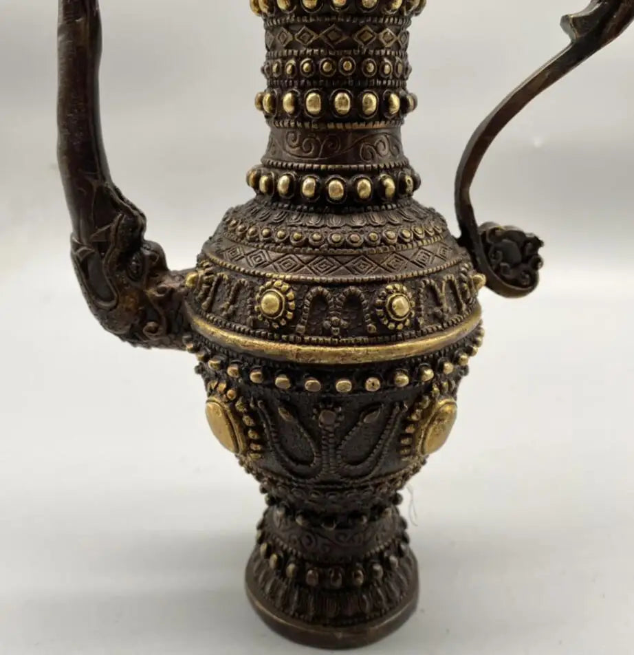 China brass archaize Tibetan teapot crafts statue