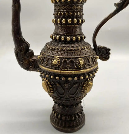 China brass archaize Tibetan teapot crafts statue