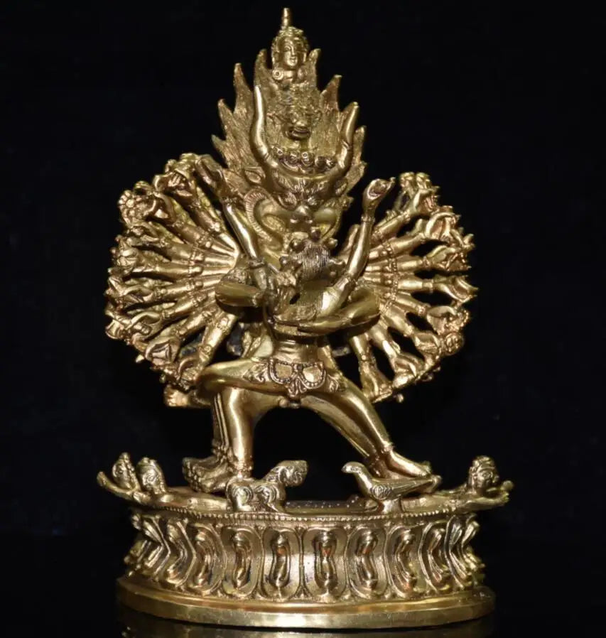 China brass archaize Tibetan thousand hand Buddha crafts statue