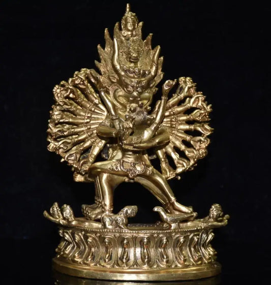 China brass archaize Tibetan thousand hand Buddha crafts statue