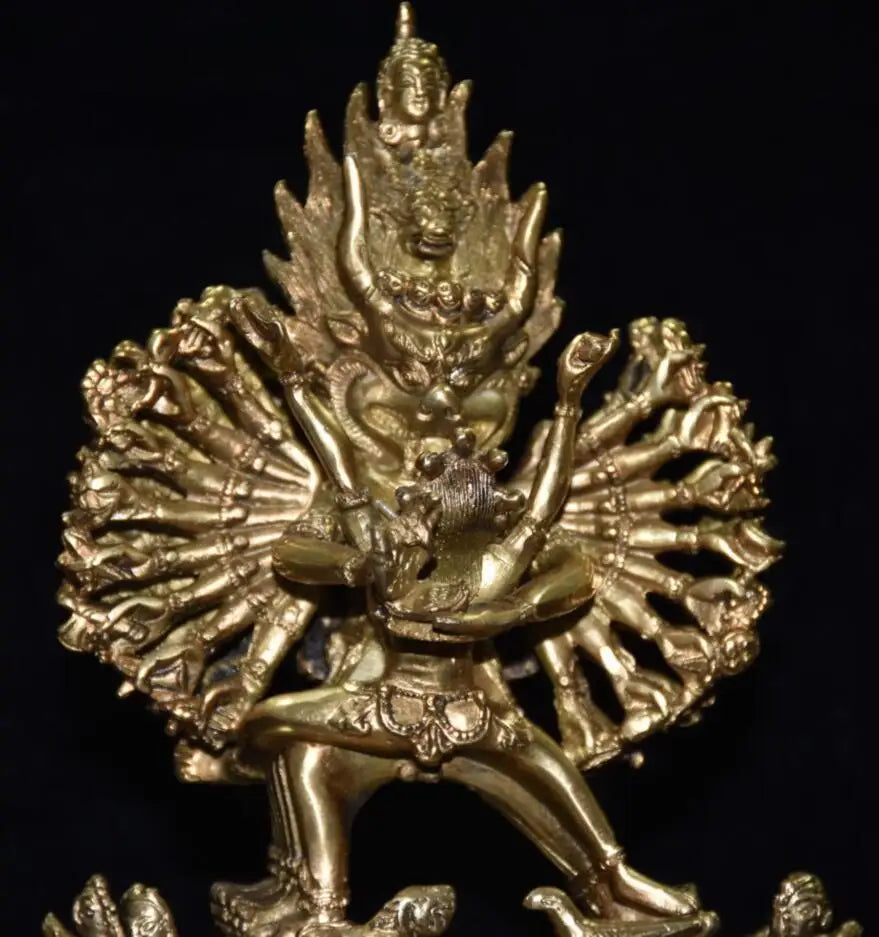 China brass archaize Tibetan thousand hand Buddha crafts statue