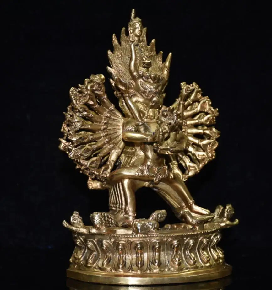 China brass archaize Tibetan thousand hand Buddha crafts statue