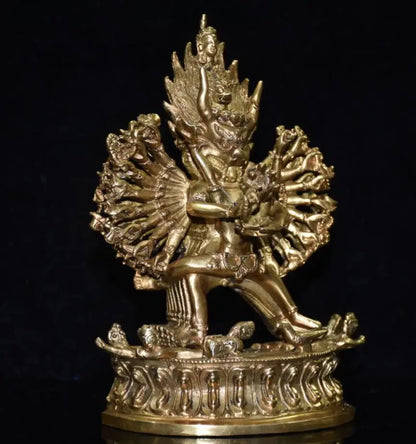 China brass archaize Tibetan thousand hand Buddha crafts statue
