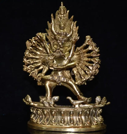 China brass archaize Tibetan thousand hand Buddha crafts statue