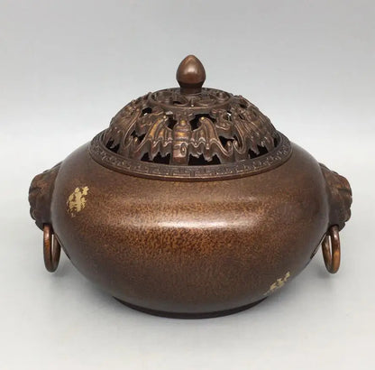 China brass archaize Tiger head Incense burner crafts statue