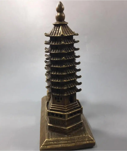 China brass archaize Tower Pen holder crafts statue