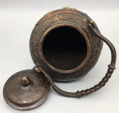 China brass archaize Two immortals teapot crafts statue
