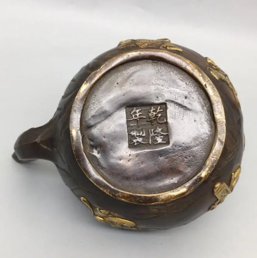 China brass archaize Two immortals teapot crafts statue
