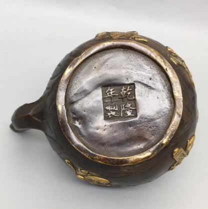 China brass archaize Two immortals teapot crafts statue